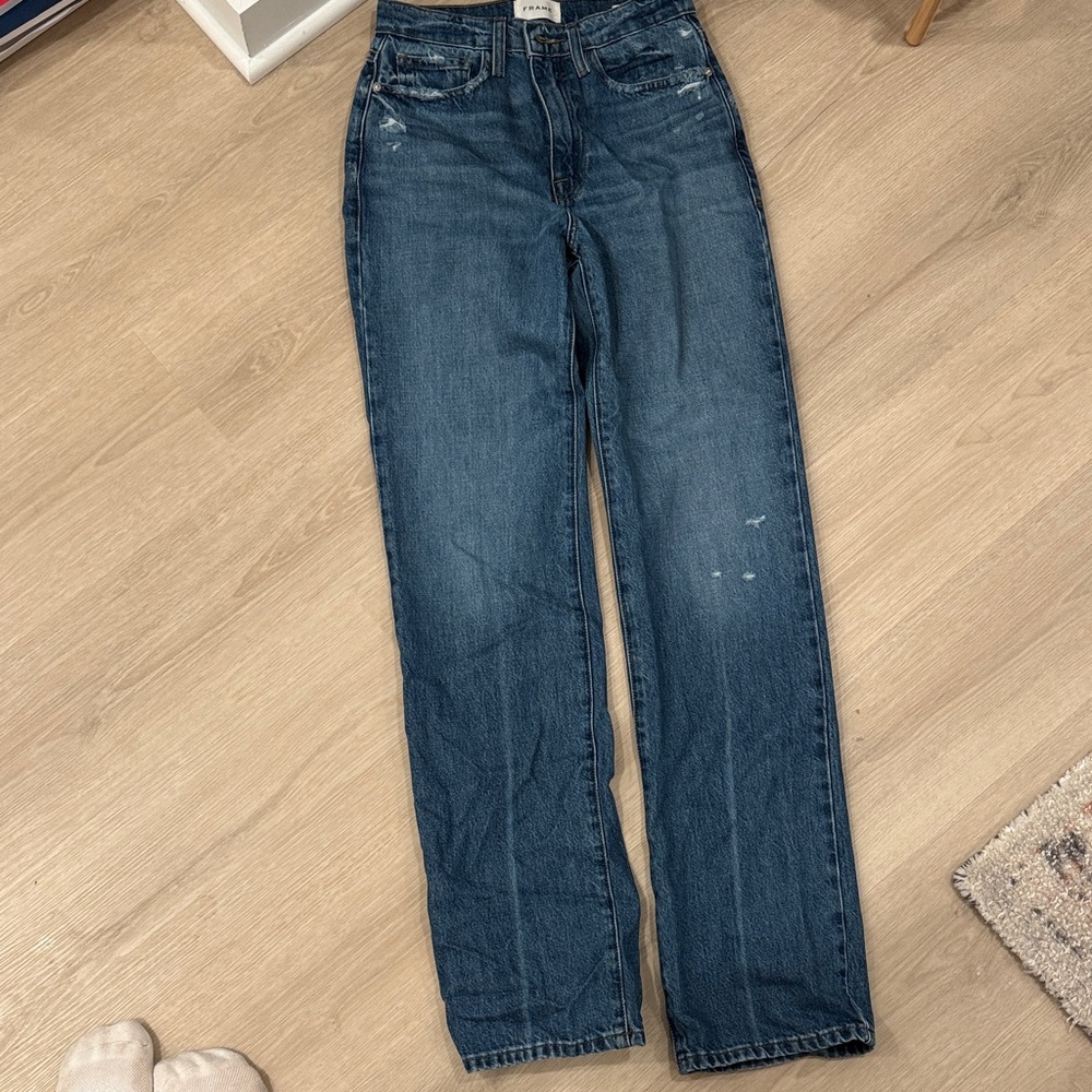 Frame Denim Dark Blue Straight Leg Jeans